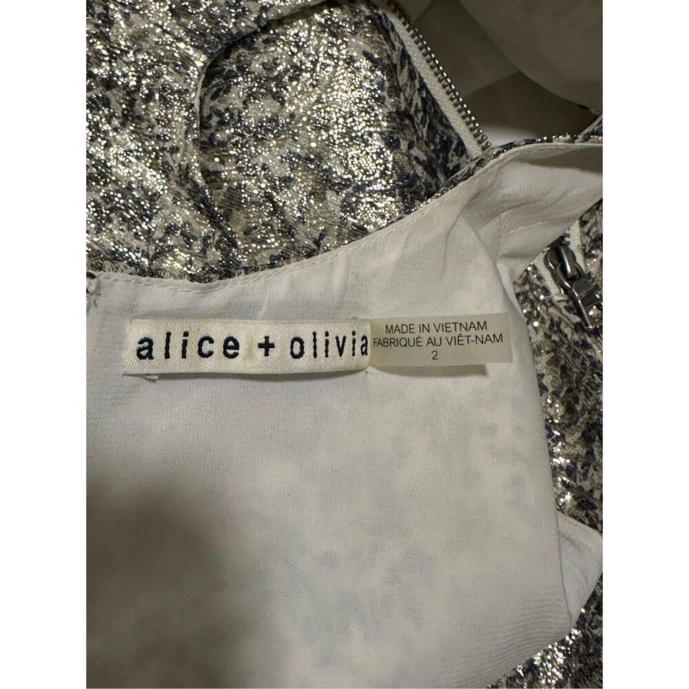 Alice + Olivia Cutout Metallic Jacquard Fit & Flare Mini Dress Black Size 2 $440 - Picture 10 of 11